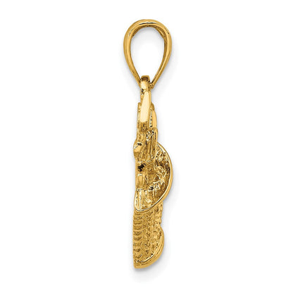14K Gelbgold Massiv Poliert Golftasche mit Schlägern Charm