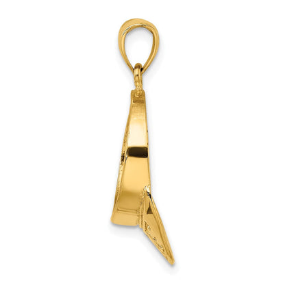 14K Gelbgold massiver polierter 3-D Golf-Visier-Charm