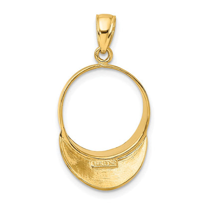 14K Gelbgold massiver polierter 3-D Golf-Visier-Charm