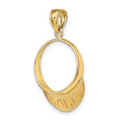14K Gelbgold massiver polierter 3-D Golf-Visier-Charm