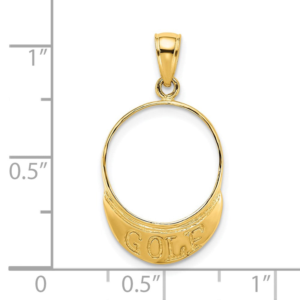 14K Gelbgold massiver polierter 3-D Golf-Visier-Charm