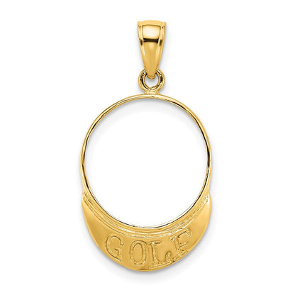 14K Gelbgold massiver polierter 3-D Golf-Visier-Charm