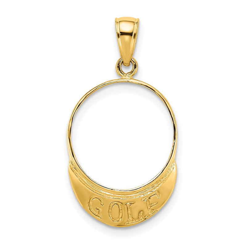 14K Gelbgold massiver polierter 3-D Golf-Visier-Charm