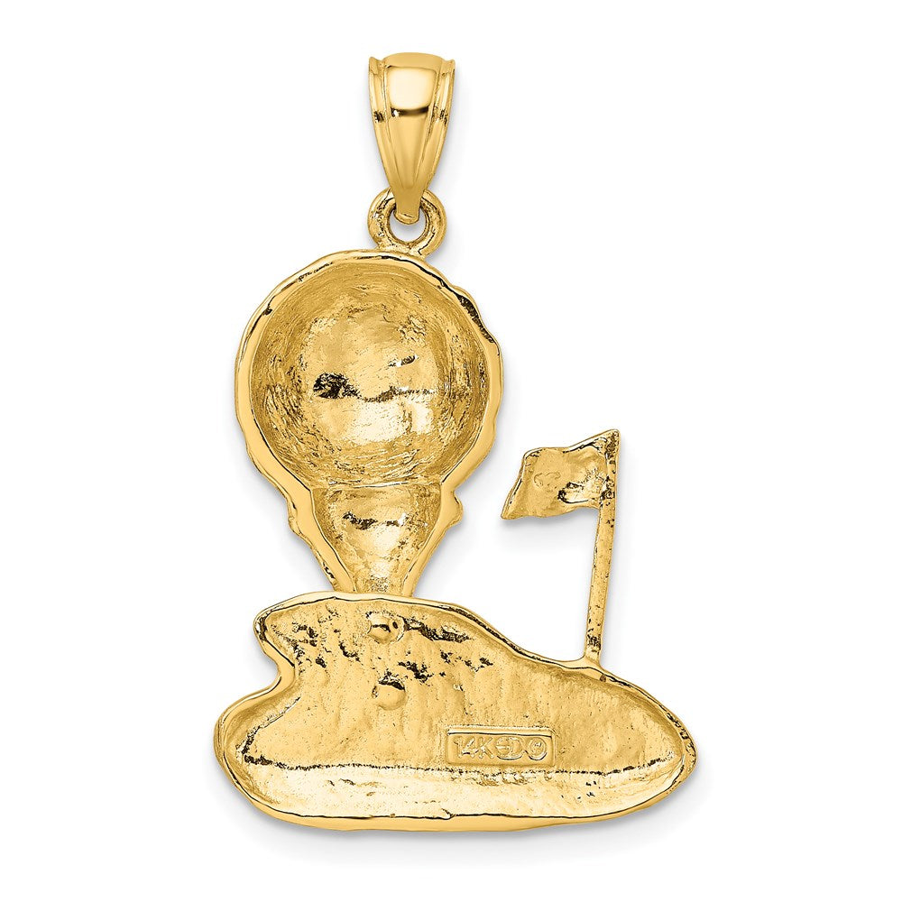 14K Gelbgold massiver polierter Golf-Charm mit offener Rückseite