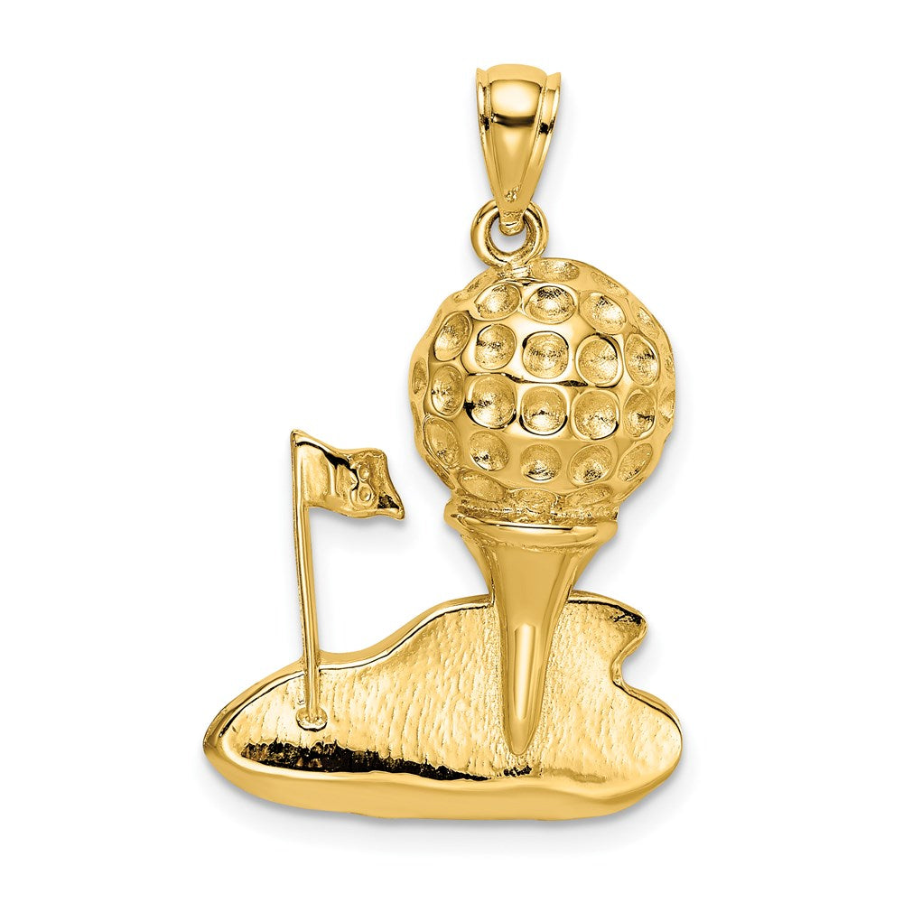 14K Gelbgold massiver polierter Golf-Charm mit offener Rückseite