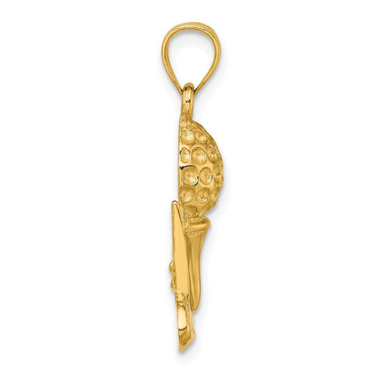 14K Gelbgold Massiver Polierter Golf-Charm mit Offener Rückseite