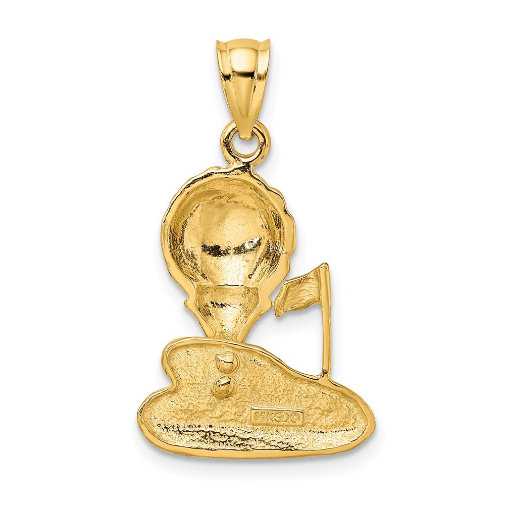 14K Gelbgold Massiver Polierter Golf-Charm mit Offener Rückseite