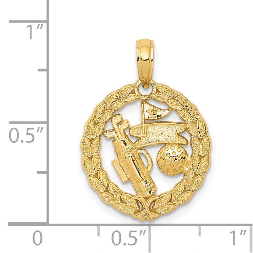 14K Gelbgold Golf-Anhänger, massiv, poliert
