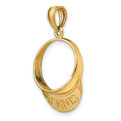 14K Gelbgold massiver polierter 3-D Tennisschirmmütze-Charm