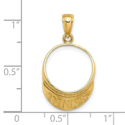 14K Gelbgold massiver polierter 3-D Tennisschirmmütze-Charm