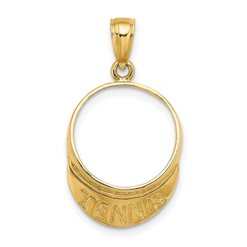 14K Gelbgold massiver polierter 3-D Tennisschirmmütze-Charm