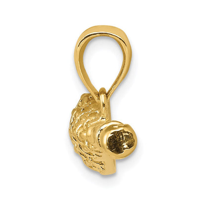 14K Gelbgold massiver polierter 3-D Lacrosseschläger-Anhänger