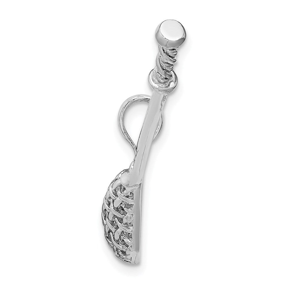 14K Weißgold 3-D Lacrosseschläger-Charm