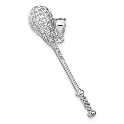 14K Weißgold 3-D Lacrosseschläger-Charm