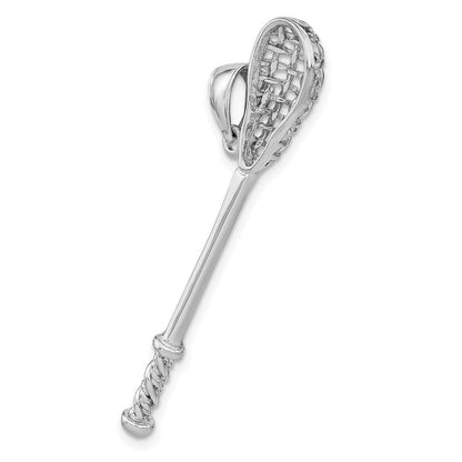 14K Weißgold 3-D Lacrosseschläger-Charm