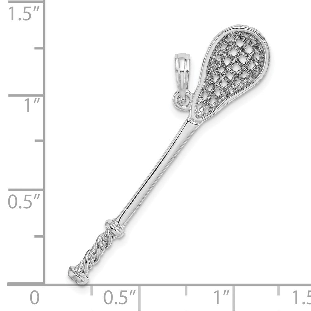 14K Weißgold 3-D Lacrosseschläger-Charm