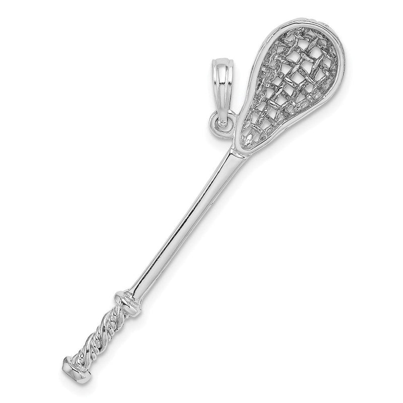 14K Weißgold 3-D Lacrosseschläger-Charm
