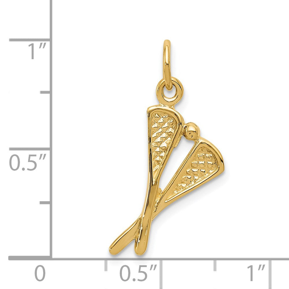 14K Gelbgold Poliert Lacrosse Sticks Charm