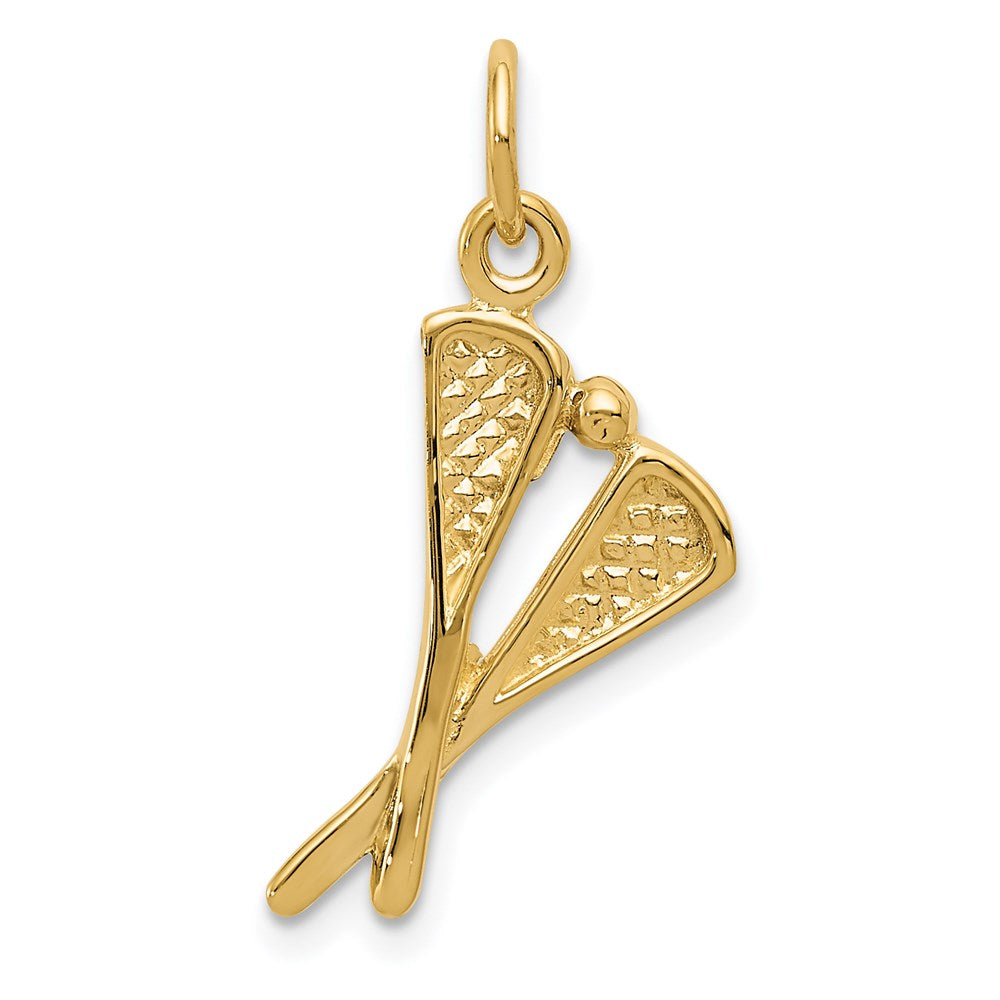 14K Gelbgold Poliert Lacrosse Sticks Charm