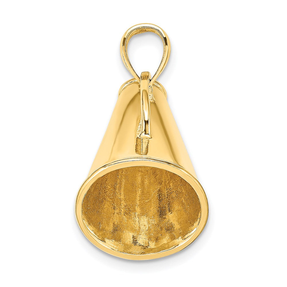 14K Gelbgold Solider Polierter 3-D Großer Megaphon-Charm