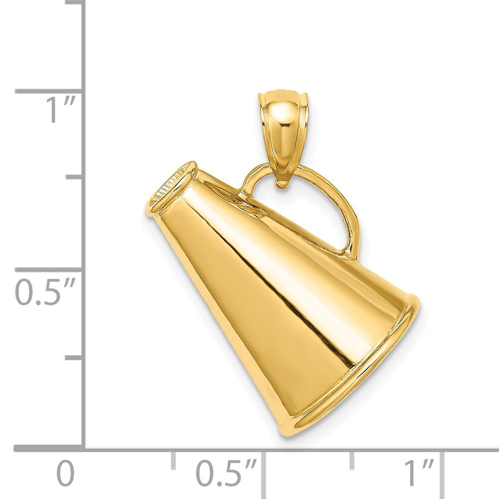 14K Gelbgold Solider Polierter 3-D Großer Megaphon-Charm