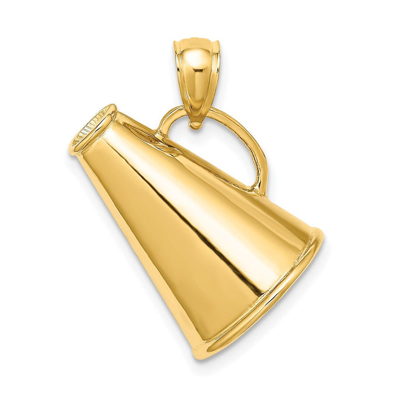 14K Gelbgold Solider Polierter 3-D Großer Megaphon-Charm