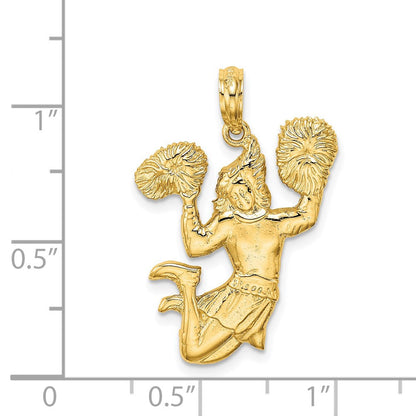 14K Gelbgold Cheerleader-Charm, massiv, mit offener Rückseite
