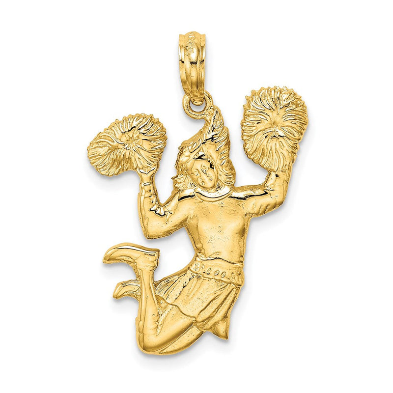 14K Gelbgold Cheerleader-Charm, massiv, mit offener Rückseite