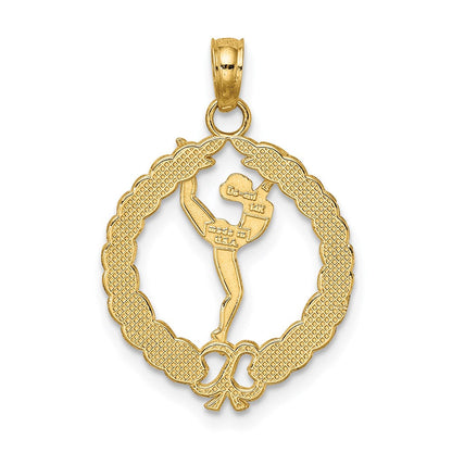 14K Gelbgold Massiv Poliert Framed Gymnast Charm