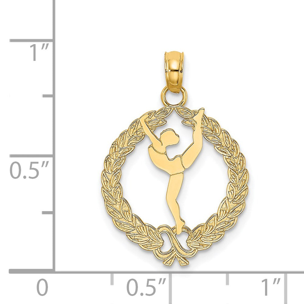 14K Gelbgold Massiv Poliert Framed Gymnast Charm