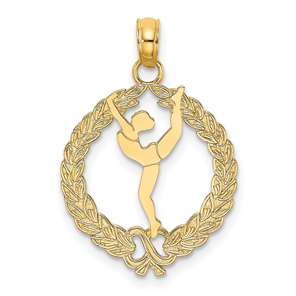 14K Gelbgold Massiv Poliert Framed Gymnast Charm