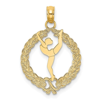 14K Gelbgold Massiv Poliert Framed Gymnast Charm