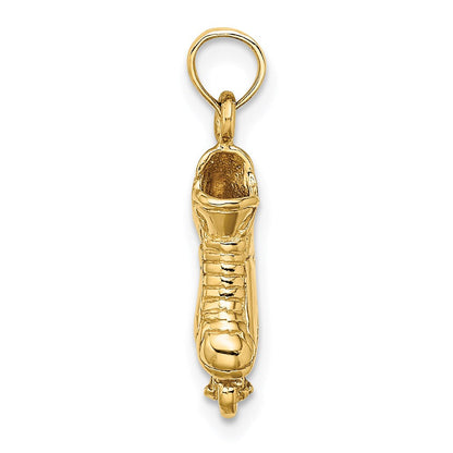14 Karat Gelbgold massiver polierter 3-D-Rollerblade-Charm