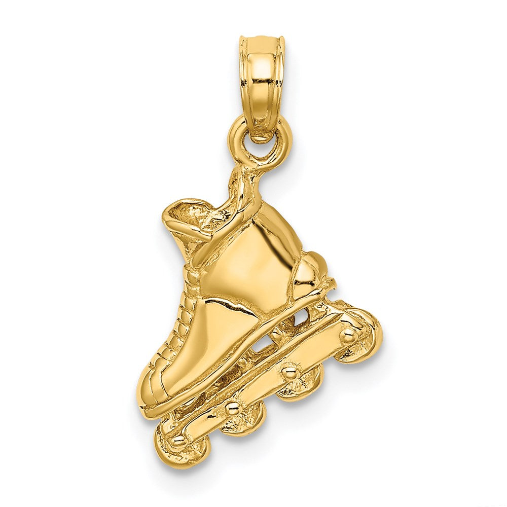 14 Karat Gelbgold massiver polierter 3-D-Rollerblade-Charm