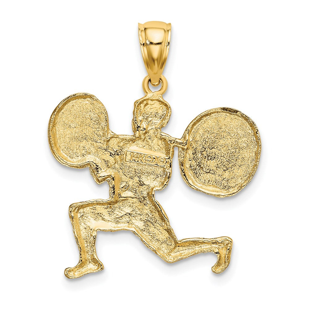 14K Gelbgold Gewichtheber-Anhänger, massiv, poliert