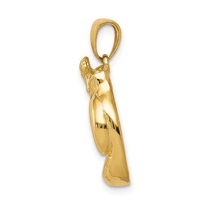14K Gelbgold massiver polierter offener Boxhandschuhe-Anhänger