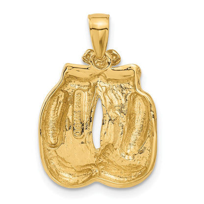 14K Gelbgold massiver polierter offener Boxhandschuhe-Anhänger