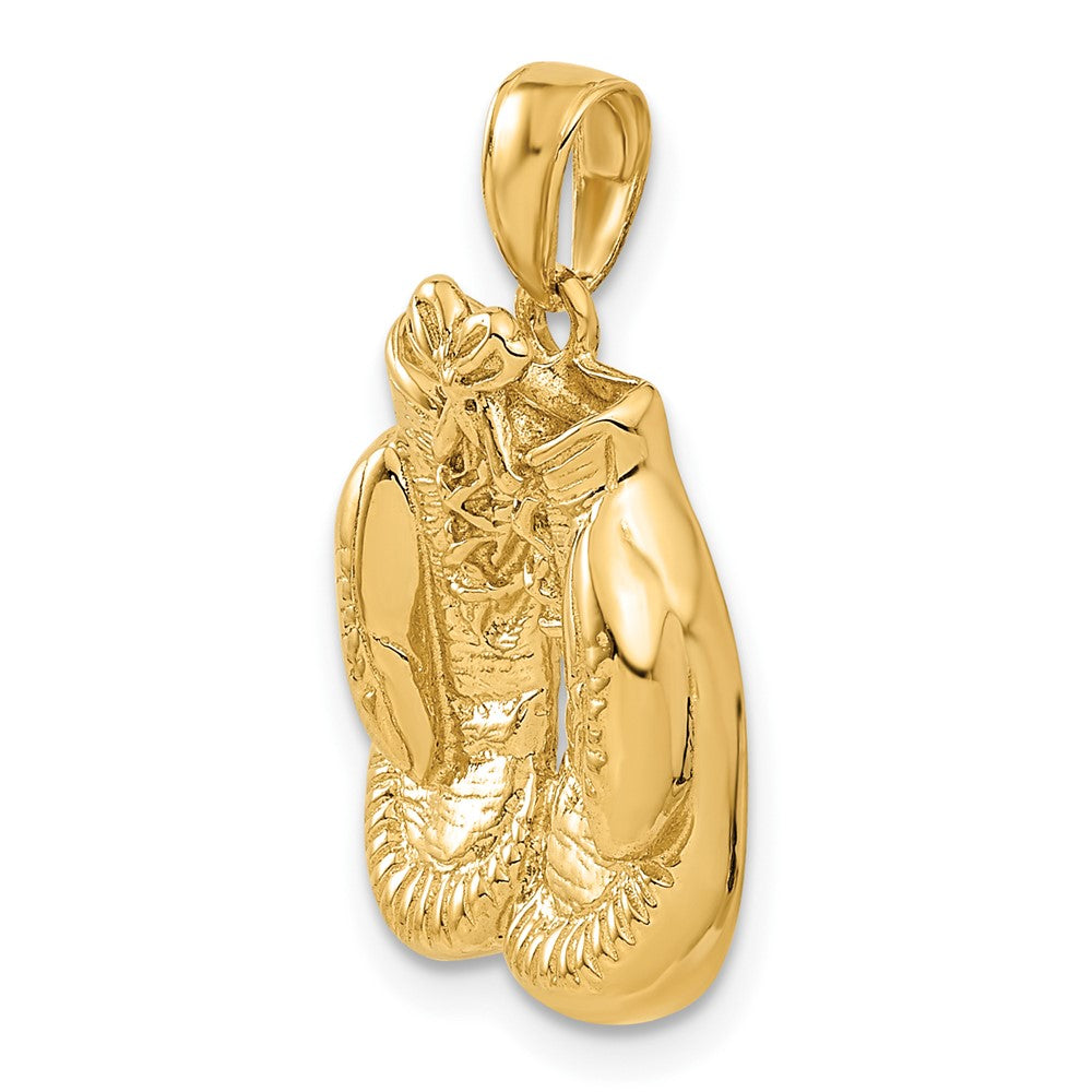 14K Gelbgold massiver polierter offener Boxhandschuhe-Anhänger