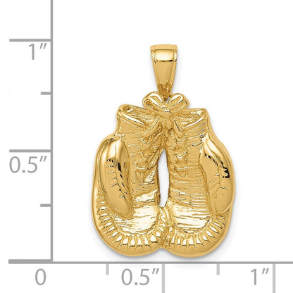 14K Gelbgold massiver polierter offener Boxhandschuhe-Anhänger