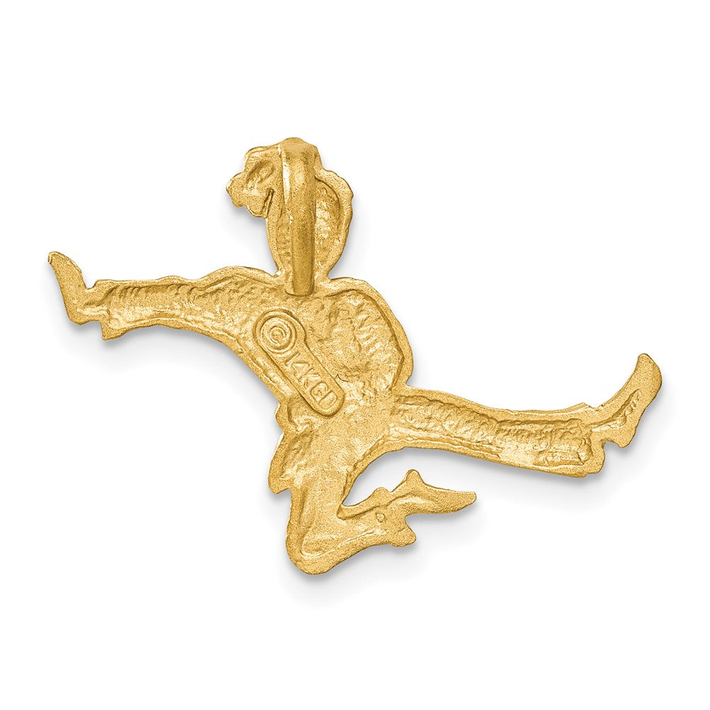 14K Gelbgold Satiniert Diamantiert Offen-backed Karate Female Kette Anhänger