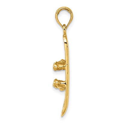 14K Gelbgold massiver polierter 3-D-Snowboard-Charm