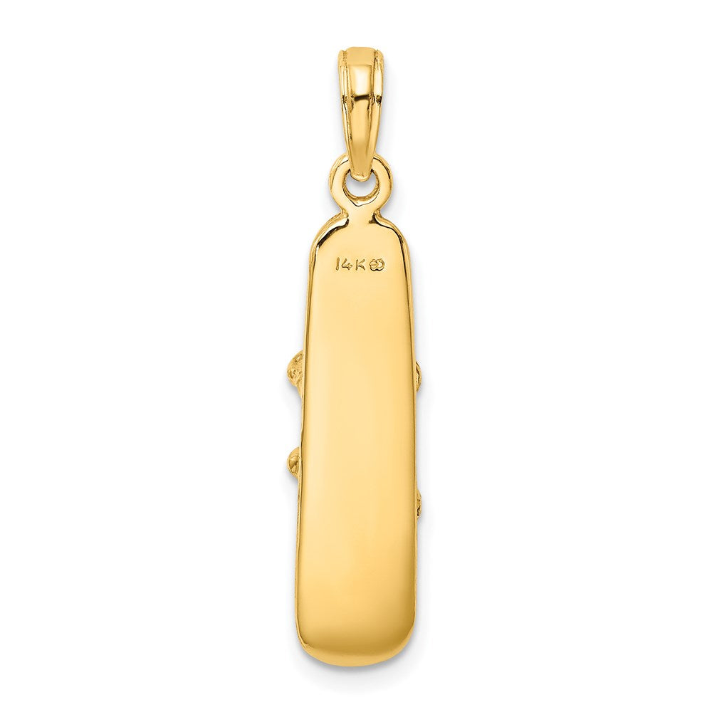 14K Gelbgold massiver polierter 3-D-Snowboard-Charm