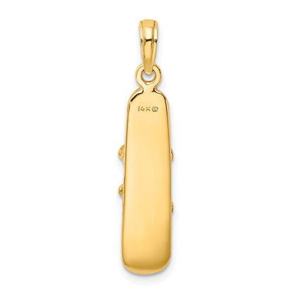 14K Gelbgold massiver polierter 3-D-Snowboard-Charm