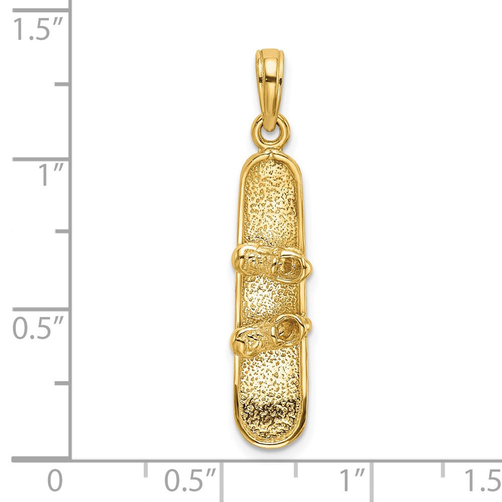 14K Gelbgold massiver polierter 3-D-Snowboard-Charm
