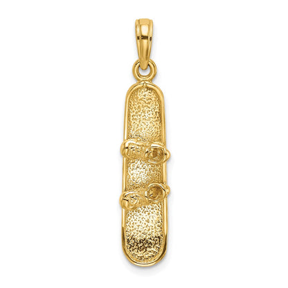 14K Gelbgold massiver polierter 3-D-Snowboard-Charm