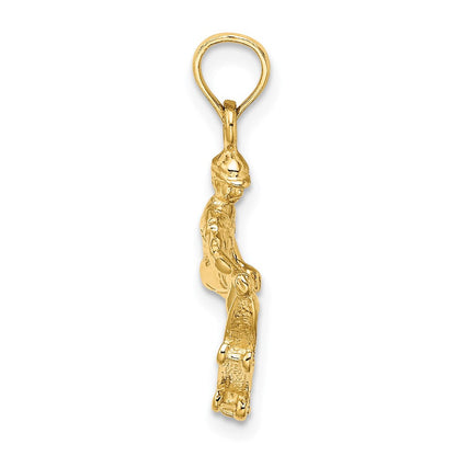 14K Gelbgold massiver polierter 3-D-Skateboarder-Charm