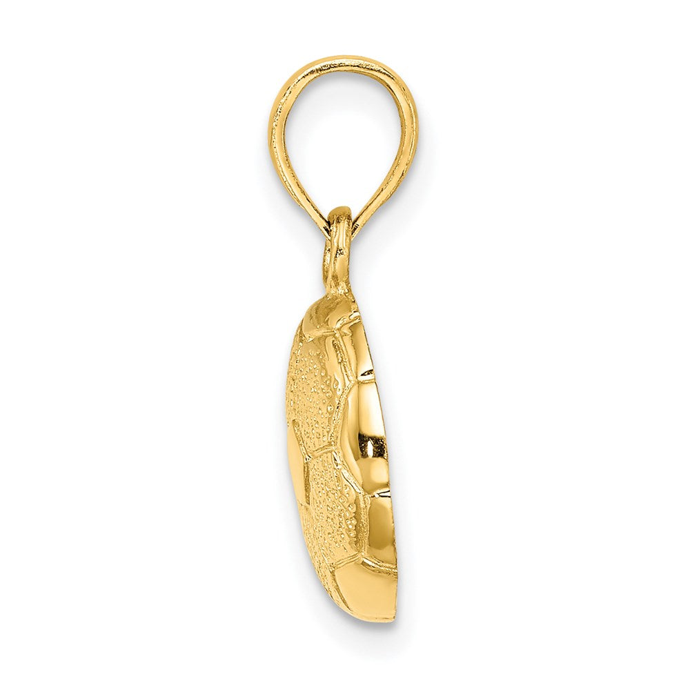 14K Gelbgold massiver polierter Fußball-Charm mit offener Rückseite