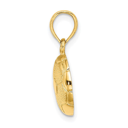 14K Gelbgold massiver polierter Fußball-Charm mit offener Rückseite