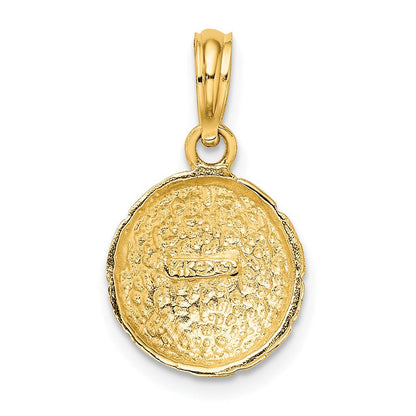 14K Gelbgold massiver polierter Fußball-Charm mit offener Rückseite