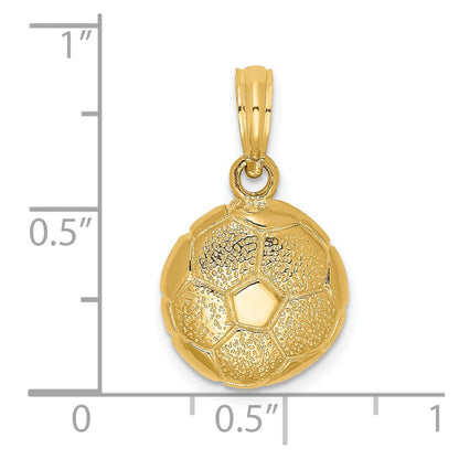 14K Gelbgold massiver polierter Fußball-Charm mit offener Rückseite